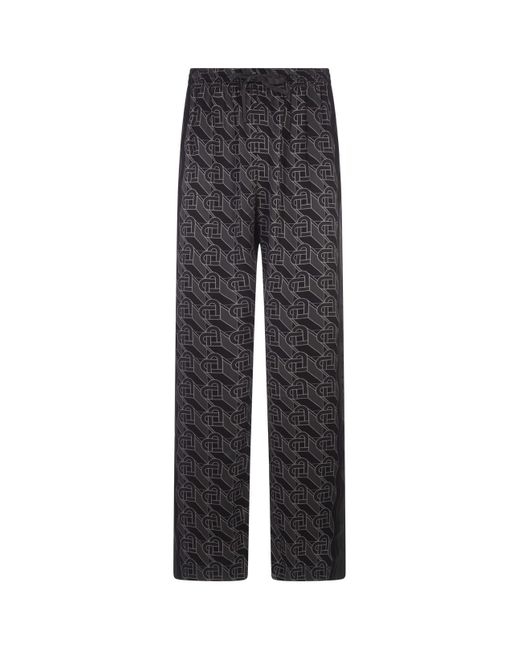 Casablancabrand Gray Heart Monogram Pyjama Silk Trousers for men