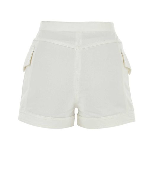 Balmain White Denim Shorts