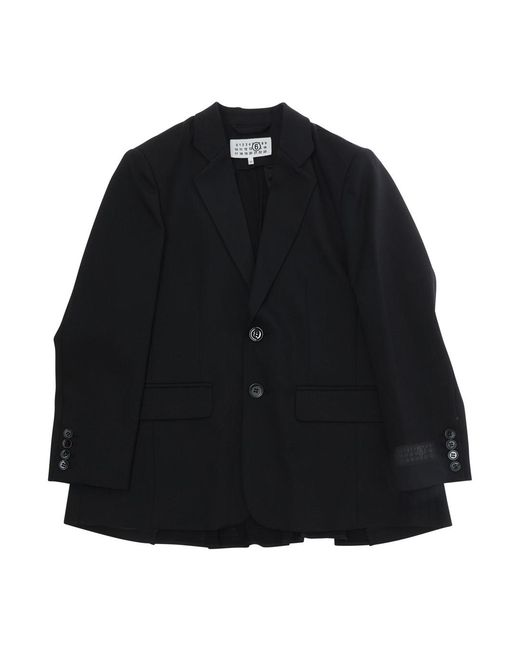 MM6 by Maison Margiela Black Boys Jacket V-Neck Wool Blazers for men