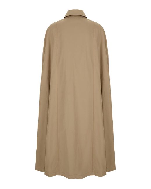 FEDERICA TOSI Natural Cape With Collar And Hidden Closure