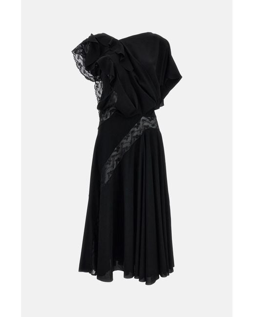 Junya Watanabe Black Lace Inserts Sleeveless Maxi Dress