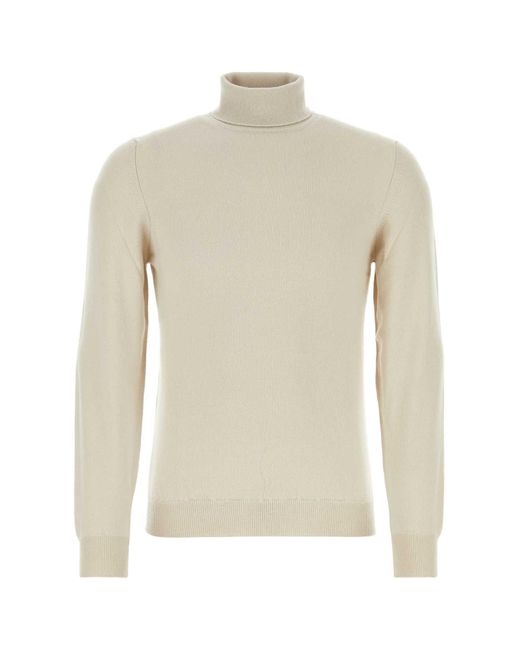 Fedeli White Sand Cashmere Sweater for men
