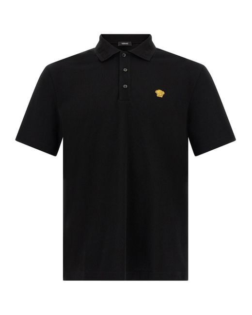 Versace Black Cotton Polo Shirt for men