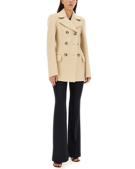 Sportmax Natural Double-Breasted Coat