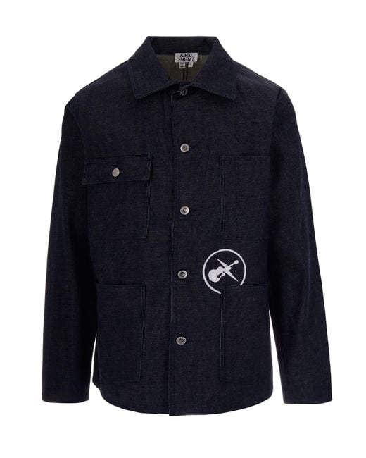 A.P.C. Blue Jacket Grand Jack Frgmt Cotton Shirt for men