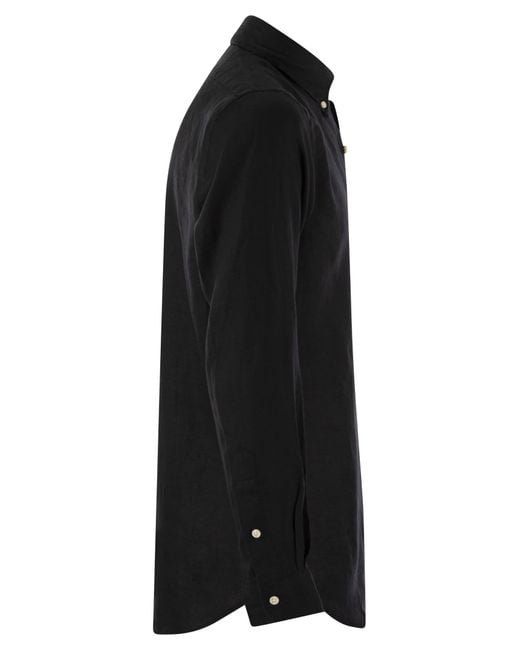 Polo Ralph Lauren Black Custom-Fit Linen Shirt for men