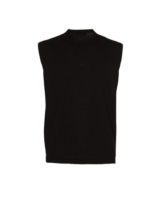 Roberto Collina Black Round Neck Sleeveless Plain T-Shirt for men