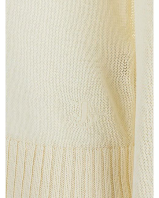 Jil Sander White Cropped Crewneck Sweater