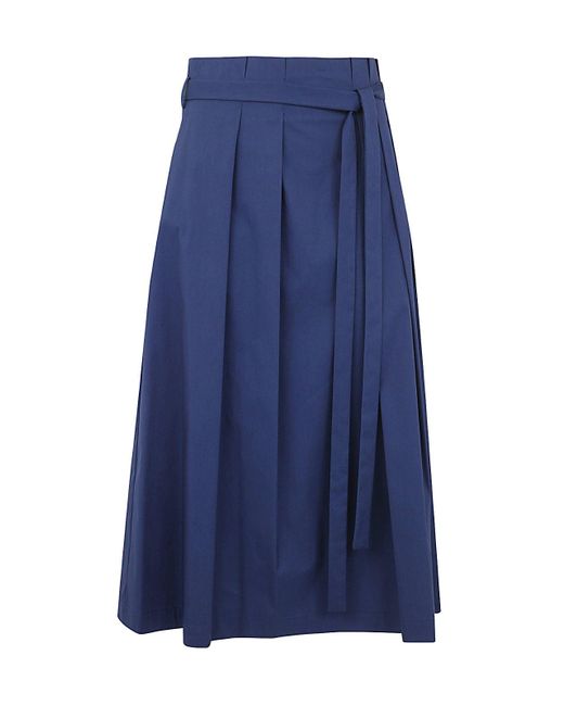 Antonelli Iride Skirt With Belt And Side Pleats in Blue | Lyst