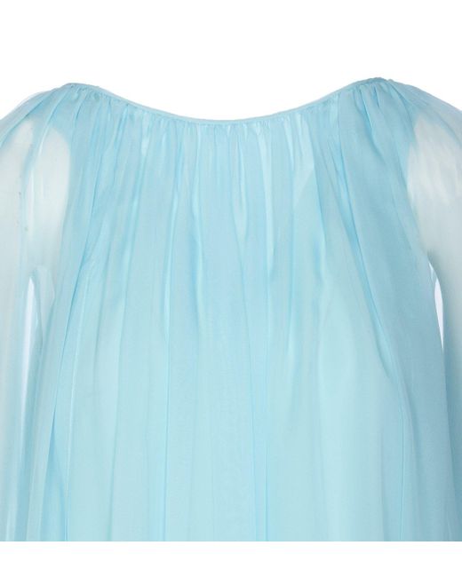 Max Mara Pianoforte Blue Tulle Crewneck Sleeveless Dress