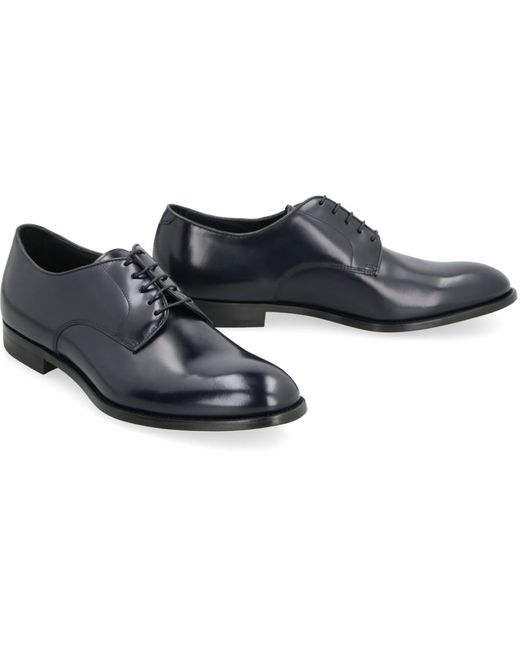 Doucal's Black Leather Lace-Up Shoes for men