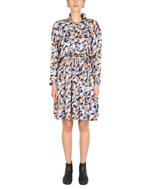 KENZO White Blurred Flowers Dress Viscose