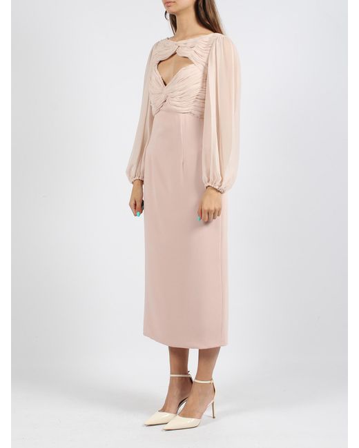 Costarellos Pink Arwenne Cutout Midi Dress