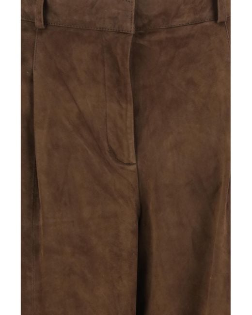 Arma Brown Suede Trousers Leather