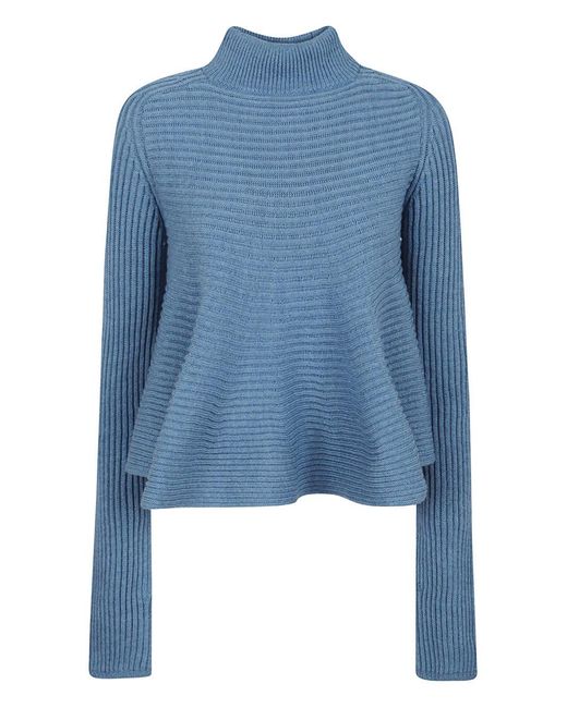 Sportmax Women's Blue Wool Turtle-Neck Sweater