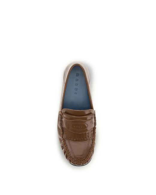 Marni Brown Loafers With Tassels And Foldable Heel