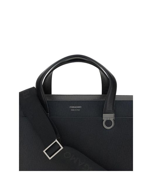 Ferragamo Black Gancini Business Handbag for men