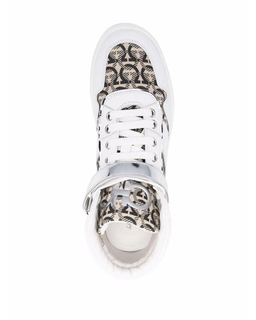 Ferragamo White Noè High-Top Sneakers