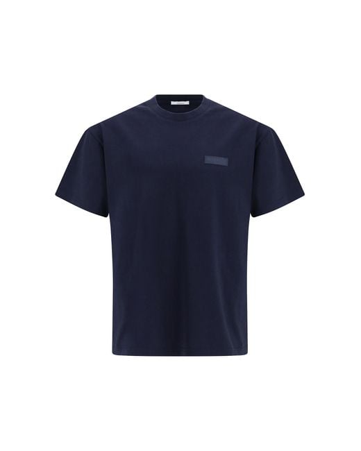 Givenchy Blue Cotton T-Shirt With Logo Patch for men