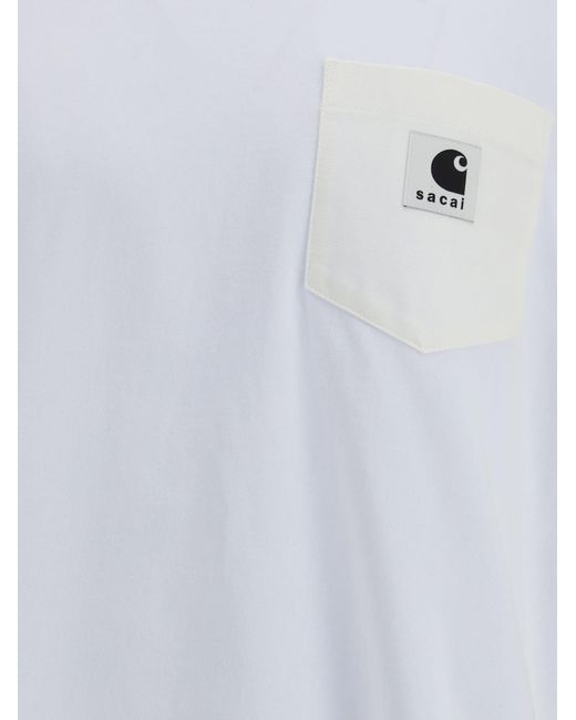 Sacai White Wip Cotton Jersey T-Shirt By X Carhartt for men