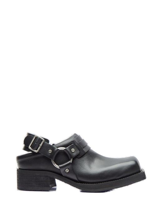 Acne Gray Square-toe Buckled Loafers