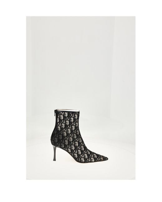 Dior White Oblique Bootie Technical Fabric And Leather Boot