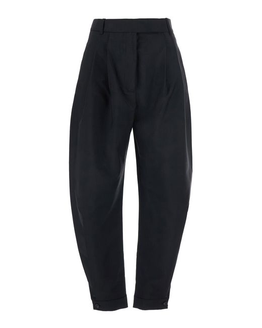 Rohe Blue Wool Blend Pants With Cuff Hem Virgin Trousers