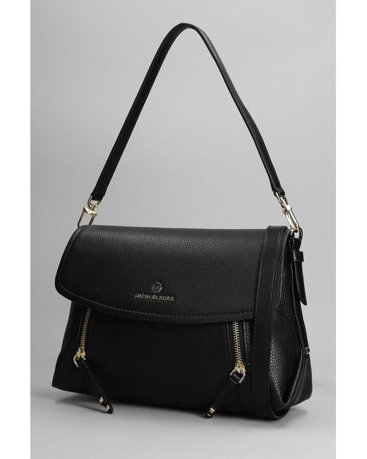 Michael kors brooklyn large leather shoulder bag black clearance