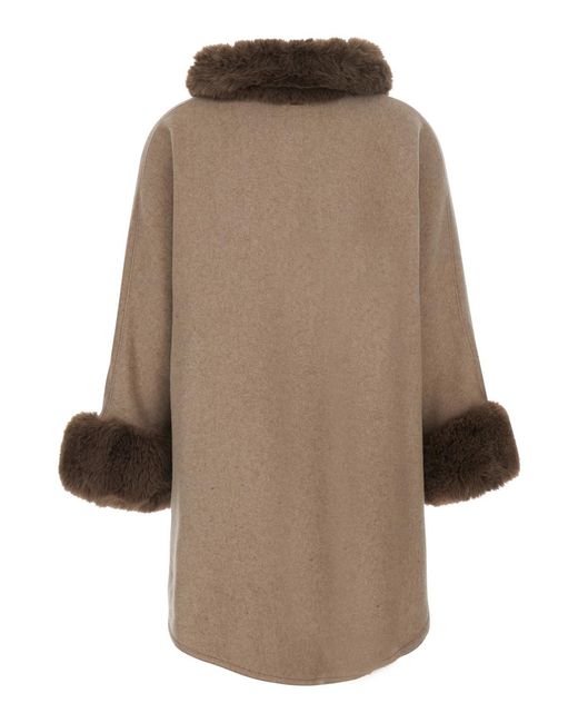 Twinset Brown Coat Tech Fabric Polyester