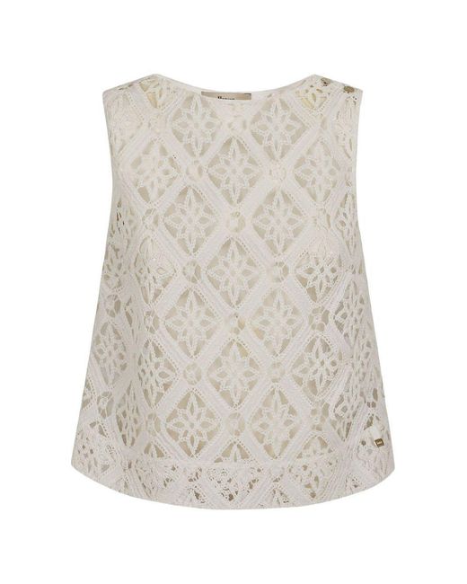 Herno Natural Top Crochet Cotton Tops