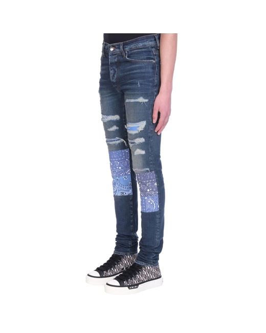 Amiri Vintage Bandana Patch Jeans in Blue for Men Lyst UK