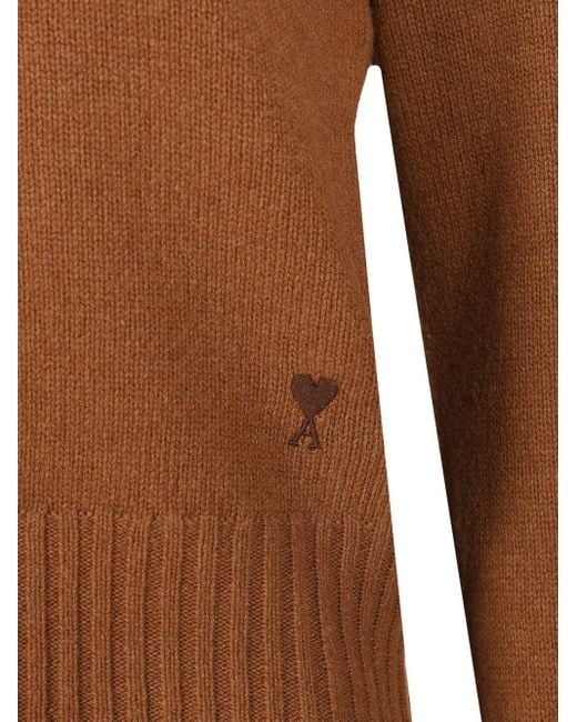 AMI Brown Ami Wool And Cashmere Sweater