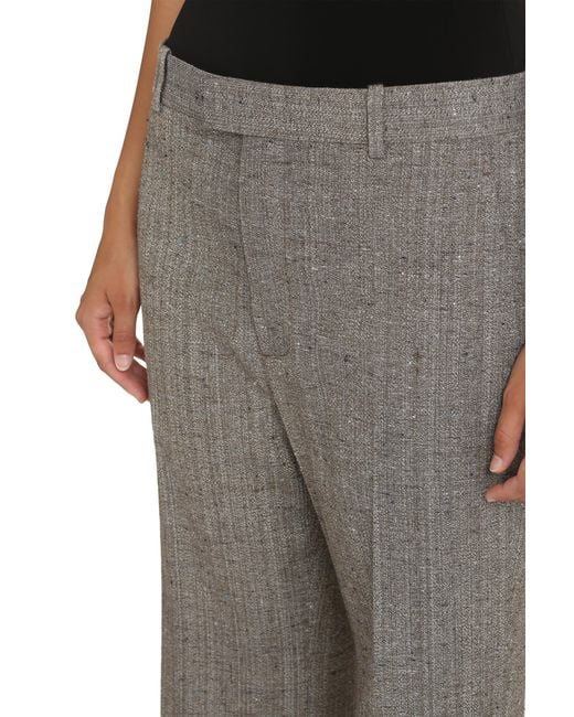 Bottega Veneta Gray Viscose-Silk Flared Trousers