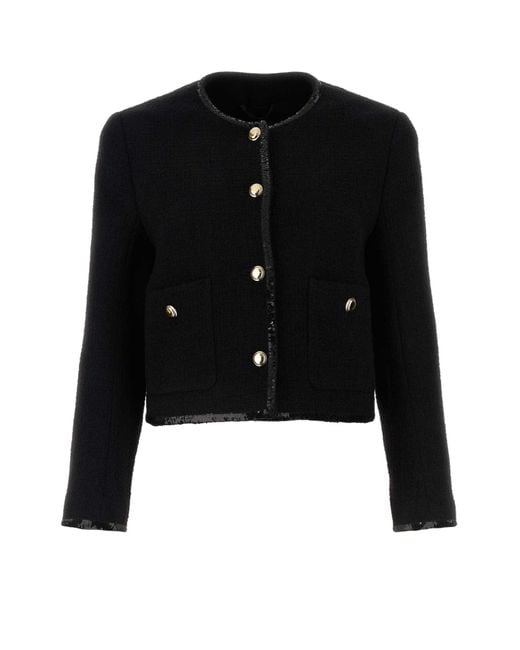 Miu Miu Black Tweed Jacket With Sequined Trims