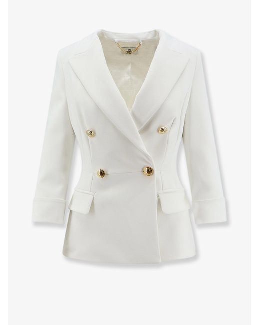 Elisabetta Franchi White Blazer Stretch Fabric, Polyester Blazers