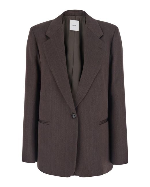 Grifoni Brown Single-Breasted Blazer Wool-Viscose Blazers