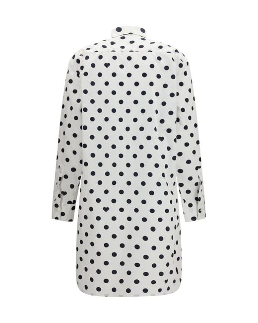 Fiorucci White Polka-Dot Midi Shirt Dress Cotton