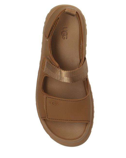 Ugg Brown Golden Glow Logo-Embossed Touch-Strap Sandals