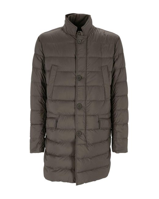 Herno Gray Padded Button-Up Down Coat for men