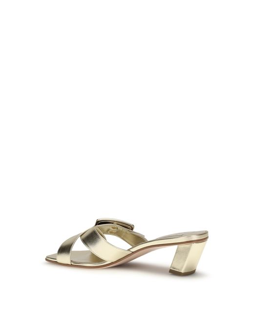 Roger Vivier Metallic Mules Sandals Laminated Leather Calf