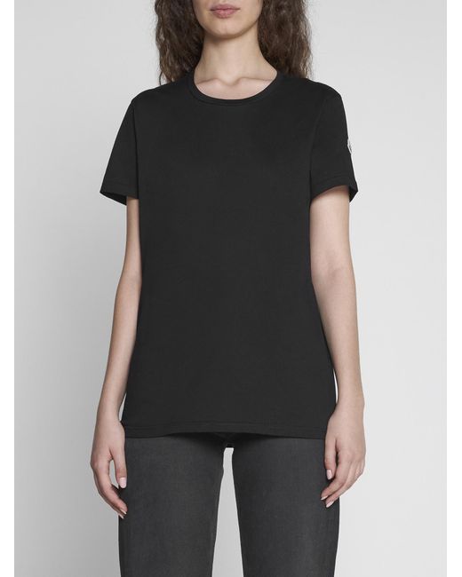 Moncler Black Logo-Patch Cotton T-Shirt