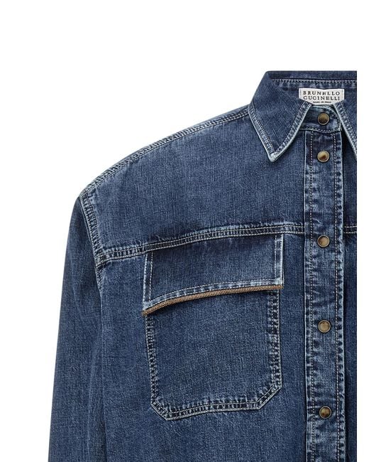 Brunello Cucinelli Blue Cotton Blouse