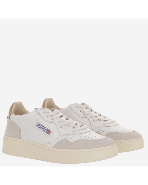Autry White Sneakers Medalist Low Leather And Suede Rubber Trainers