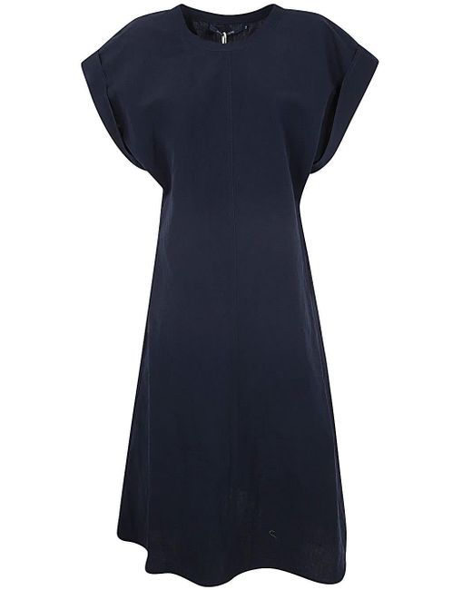 Sofie D'Hoore Blue Long Dress With Pockets And Short Sleeves