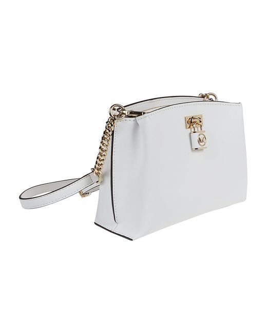 Michael Kors Medium Ruby Messenger Bag in White | Lyst UK