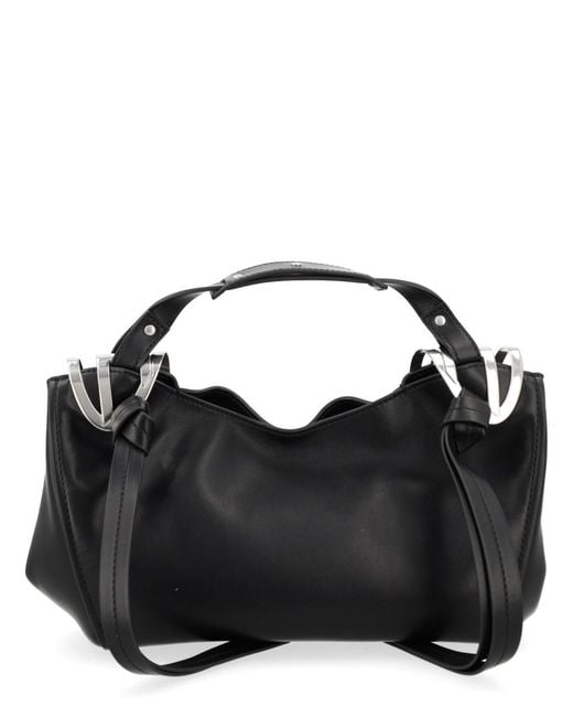 DIESEL Black Top Handle Bag Knot-D Calf Leather Shoulder