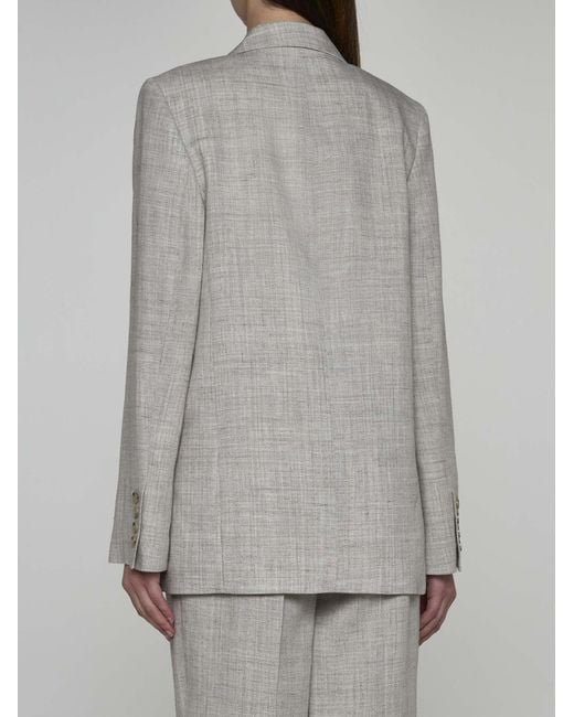 Totême  Gray Viscose And Linen-Blend Tailored Blazer