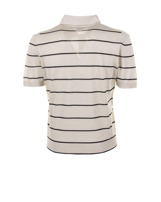Prada White Striped Polo Shirt for men