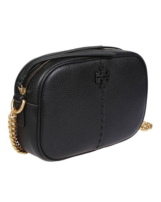 Tory Burch Mcgraw Raffia Camera Bag in Black /Natural