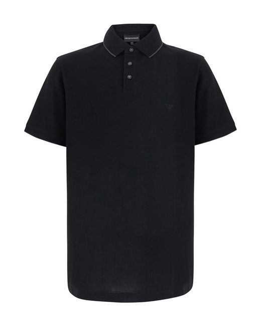 Emporio Armani Black Polo Shirt Piquet Cotton T-Shirts for men